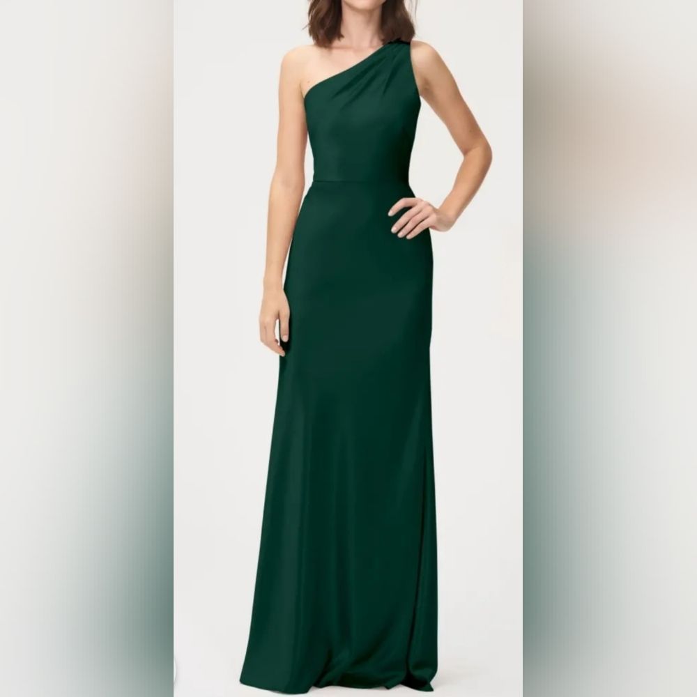 Jenny yoo lena one shoulder dress green size 14
